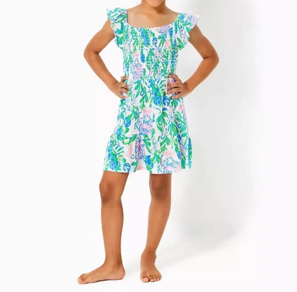 Lilly Pulitzer Girls Mini Jilly Cotton Dress in Just A Pinch Print Size: Medium